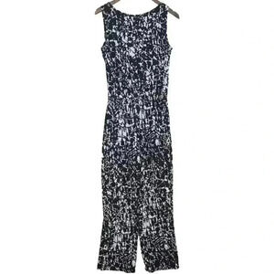 Calvin Klein Black & White Abstract Print Jumpsuit Sleeveless Size 8